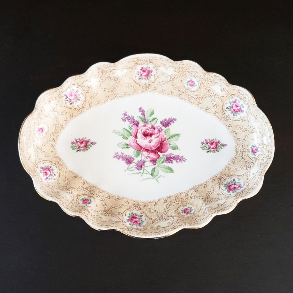 Rare Vintage 1930s Royal Albert Devonshire Lace China Serving Tray Plate Dish